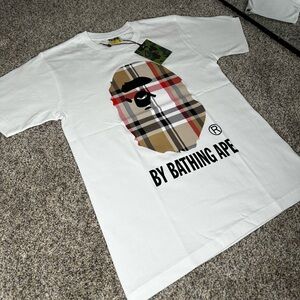 Bape White Tee with Camouflage Accent